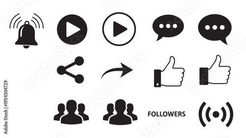 Social Media Icons Set Like Share Comment Vector