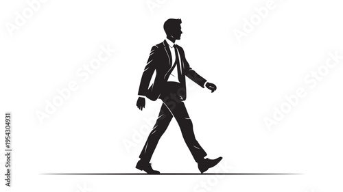 Businessman Walking Silhouette Professional Person Vector