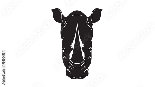 Rhinoceros Head Logo Black Silhouette Vector