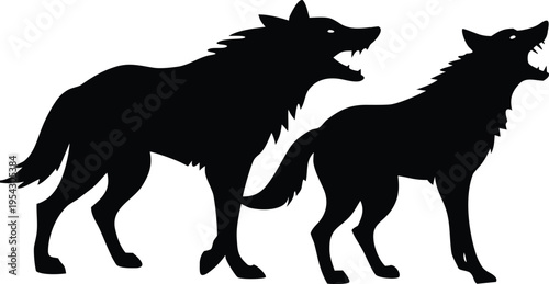 howling wolf icon illustration, howling wolf silhouette