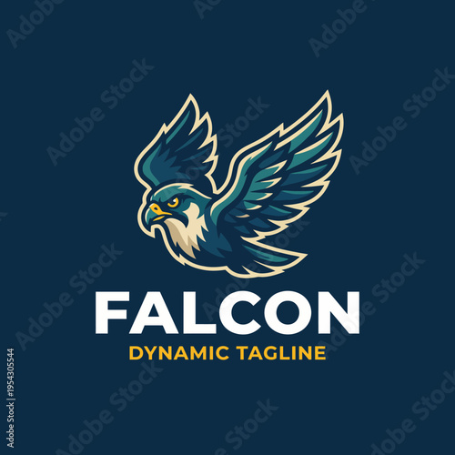 A powerful falcon logo symbolizing strength and speed, ideal for dynamic and energetic brands. Visually captivating, it invokes ambition and determination in design.