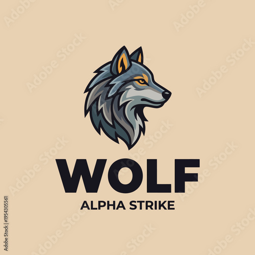 Fotografie This powerful logo displays a majestic wolf head, symbolizing strength and leadership, designed to evoke feelings of courage and wild instinct with a bold artistic style