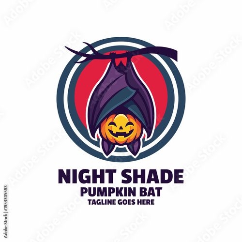 A spooky pumpkin bat hanging upside down, merging Halloween spirit with playful aesthetics. This illustration is perfect for capturing the fun side of autumn festivities.