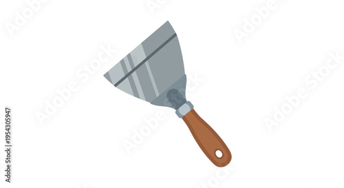 A sharp metal putty knife with a wooden handle, perfect for construction and DIY projects