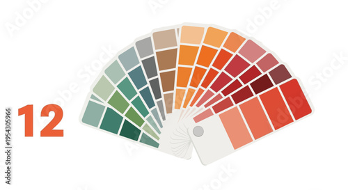 Comprehensive color swatch fan presenting a variety of warm, cool, and neutral tones, essential for designers and artists seeking inspiration and accurate color matching in creative endeavors
