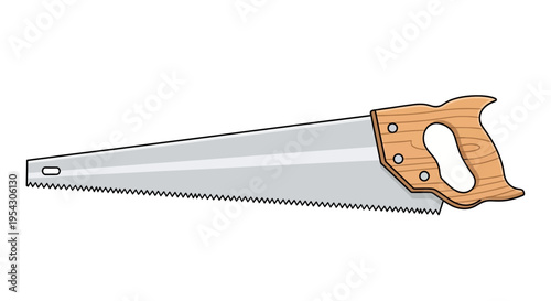 A classic manual hand saw with a traditional wooden handle and sharp serrated metal blade, essential for woodworking, carpentry, and DIY construction tasks