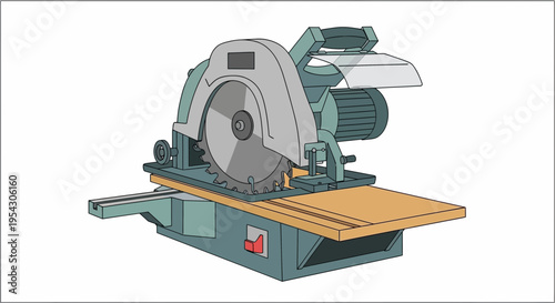 Robust circular saw power tool illustration for woodworking and construction projects, featuring a sharp blade and ergonomic design for efficient and precise material cutting