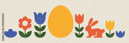 Easter minimalist vector illustration. Easter day decoration. Festive spring greeting composition. Hand drawn easter decorated simple flat graphic style festive spring illustration minimalist