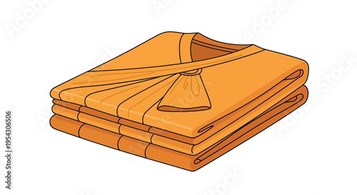 Illustration of a neatly folded saffron-colored monk robe, representing Buddhist tradition and monastic life