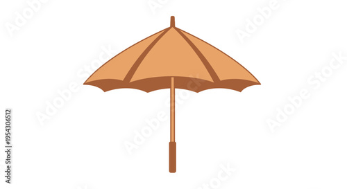 Clean and modern vector illustration of an open umbrella featuring earthy brown tones, representing shelter from rain, weather forecasting, and preparedness, ideal for various design applications