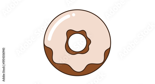 Deliciously designed sweet brown donut with smooth light beige icing, a perfect simple graphic illustration for any bakery or dessert-themed project