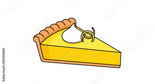 A slice of delicious lemon pie with whipped cream and a lemon twist, perfect for a sweet dessert