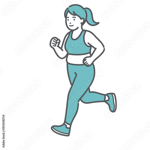 メタボ予防・ダイエットのためにランニング（ジョギング）をする女性のイラスト