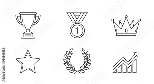 Minimalist Reward Icons for Web - Recognition, Bonus, and Prize Symbols 