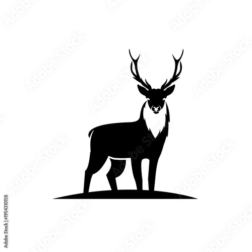 Deer Silhouette Logo Design with Majestic Antlers