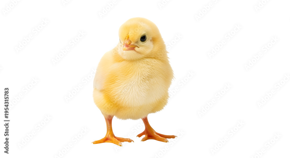 Obraz premium A small yellow chick standing on a black background
