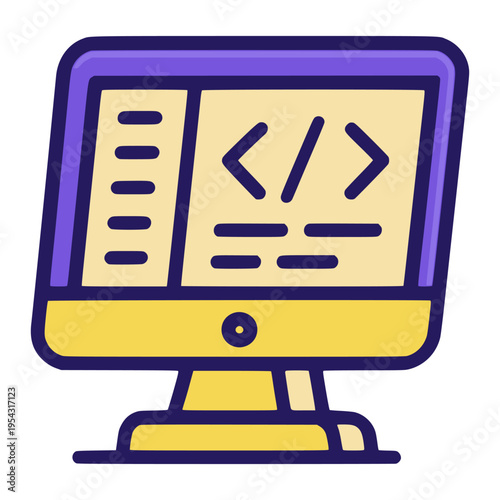 computer coding programming language icon flat color vector illustration template design