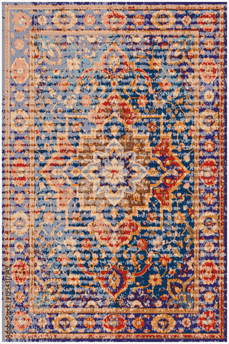 Folk style traditional printed Carpet with trending colors and texture in high resolution
