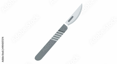 A gray handled scalpel with silver blade.