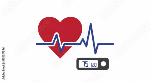 Medical symbol with heart rate monitor.