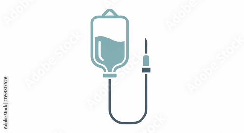 Medical IV drip bag and needle.