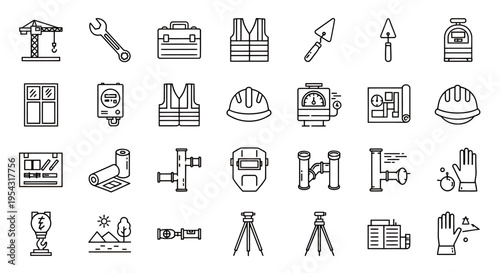 Collection of assorted workshop and tool icons for graphic design and user interface projects.