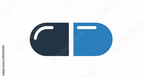 Blue and dark blue pill capsule icon.