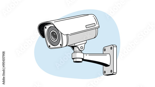 Modern white security camera mounted on a wall for surveillance, property protection, and safety monitoring in public or private areas.