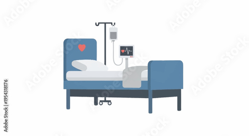 Hospital bed with medical equipment.