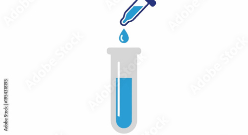 A dropper dropping blue liquid into a test tube.