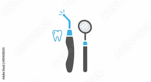 Dental tools for oral hygiene care.