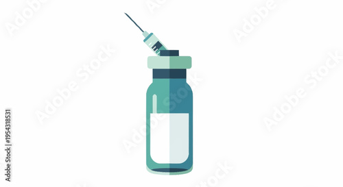 Medical vial with syringe for injection.