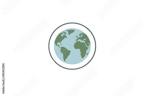 Earth Globe with Circular Ring – Global Balance Flat Vector
