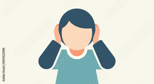 Minimalist icon of a person covering their ears, representing the core concept of quiet, noise avoidance, feeling overwhelmed, and the act of ignoring unwanted input