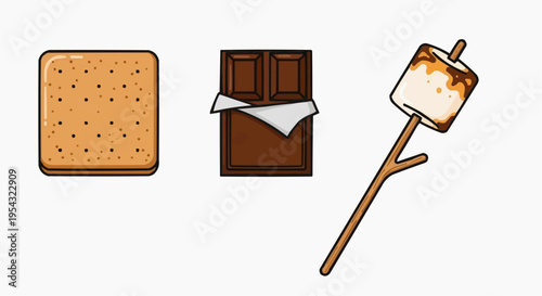 Sweet s'mores ingredients are artfully arranged, creating a visual feast for the eyes and a promise of delightful indulgence. This image captures the essence of a classic treat.