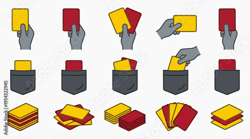 Yellow and red cards illustrations, symbolizing decisions, choices, and consequences