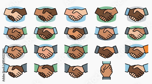 Illustrative of Handshakes, Symbolizing Agreement, Partnership, Collaboration, and Unity across Different Ethnicities