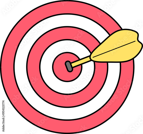 단순 심플 아이콘 붉은색 과녁의 다트