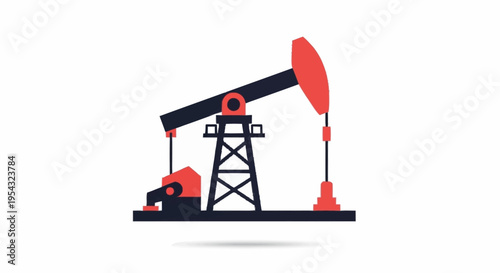 An oil pumpjack in a field.