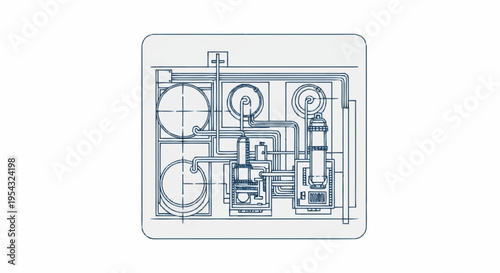 Blueprint design of mechanical device.