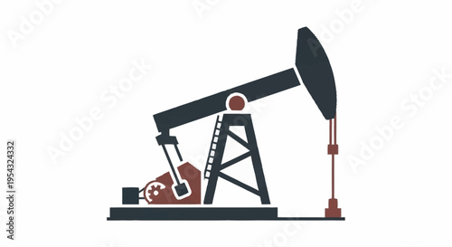 An oil pumpjack in a field.