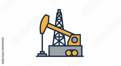 An oil pumpjack in a simple illustration style.