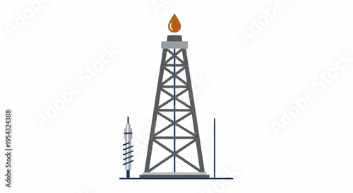 An oil rig with a burning flame.