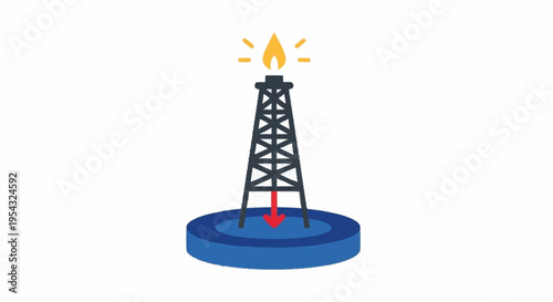 An oil rig with a flame.