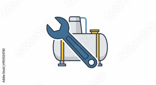 Spanner on industrial gas cylinder.