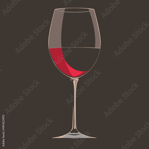 Elegant wine glass with red liquid against a dark background vector illustration