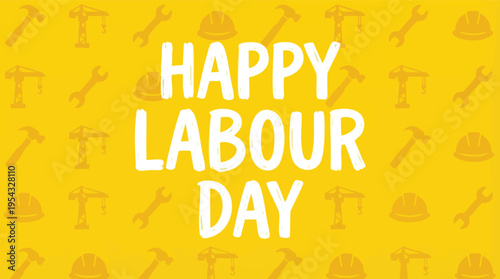 Happy Labour Day poster with subtle tool halftone pattern