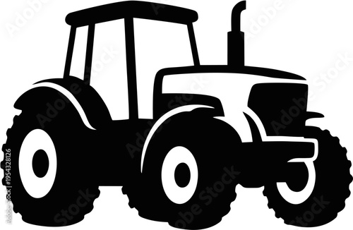 Solid black silhouette of a classic farm tractor machine graphic resource