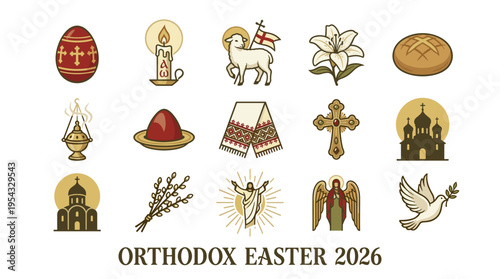 Orthodox easter 2026 icons and symbols
