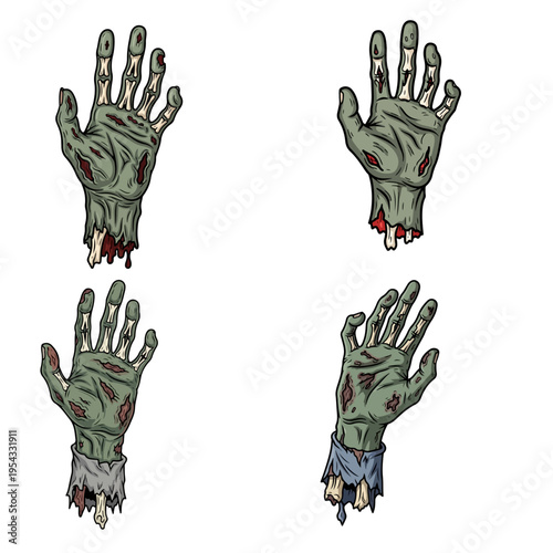 Zombie Hand and Undead Limb Vector Set for Halloween and Horror Design